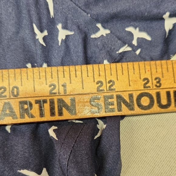 Foxcroft Navy Shirt with Bird Pattern - Picture 8 of 8